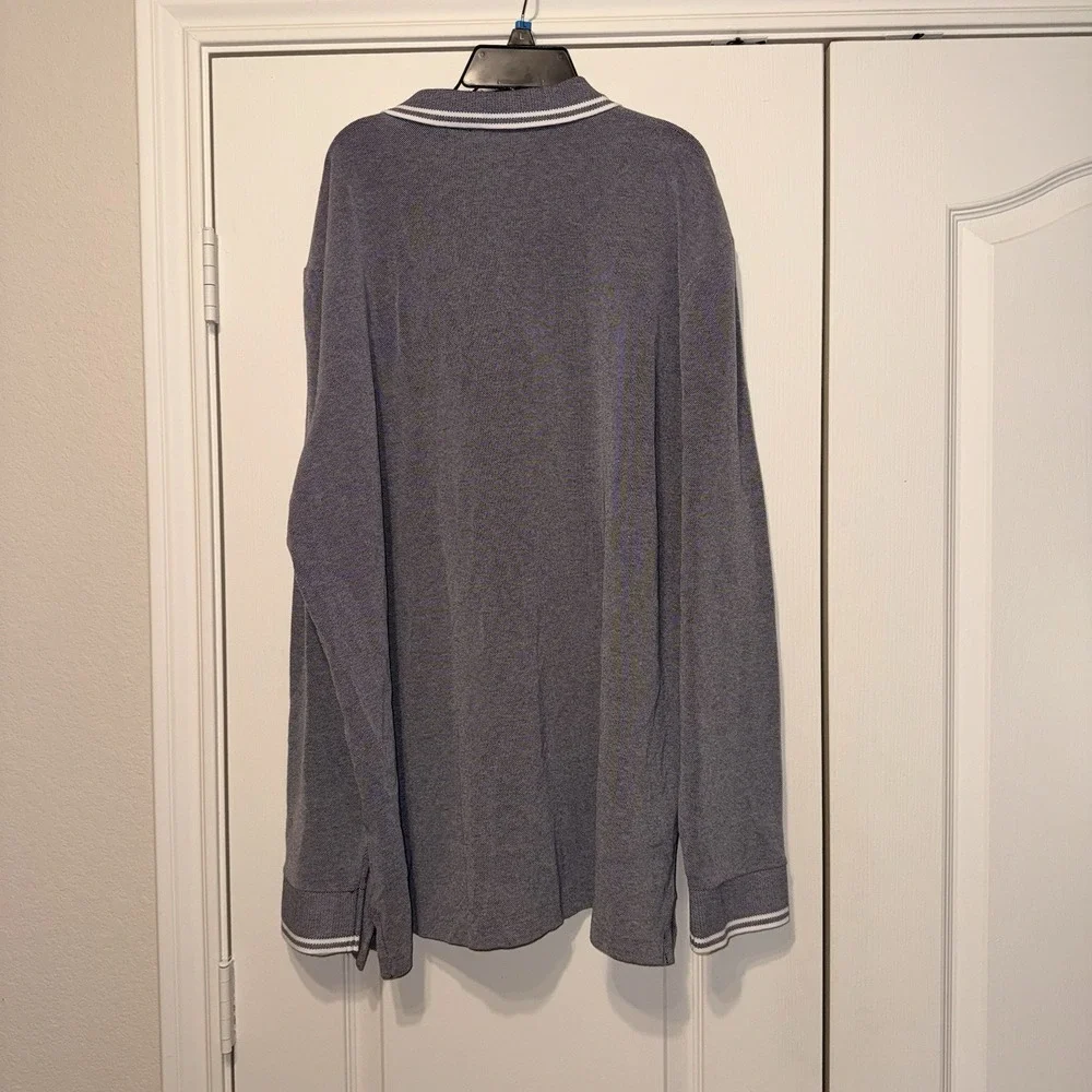 Polo Ralph Lauren XXL Custom Slim Fit Gray Men's Polo Shirt Long Sleeve Stretch